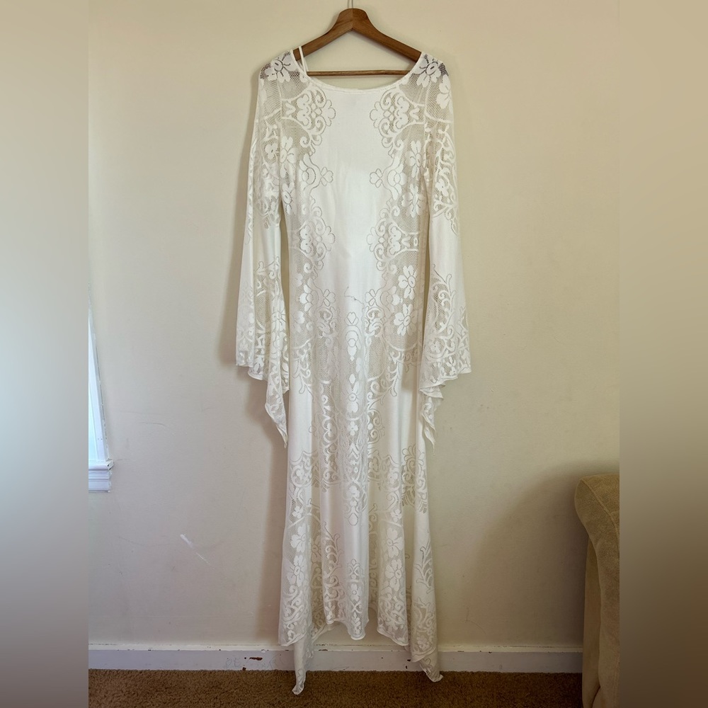 Free People White Lace Maxi Dress